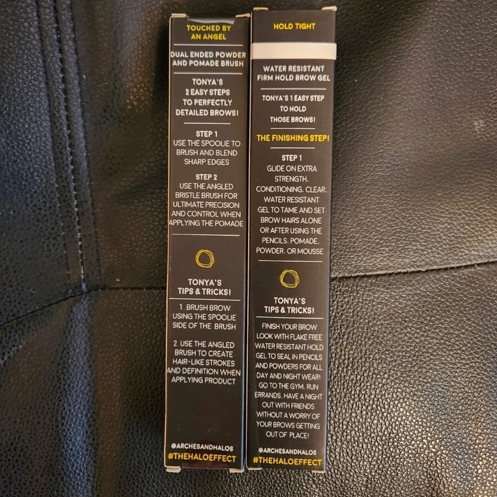 Arches & Halos Firm Hold Brow Gel, Clear and Dual Ended Powder Pomade Brush NIB - Picture 2 of 2